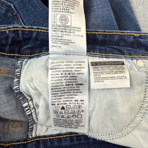 Levi's Womens 711 Skinny Dark Blue Denim Jeans Casual Distressed Raw Hem Size 30 - Picture 12 of 15